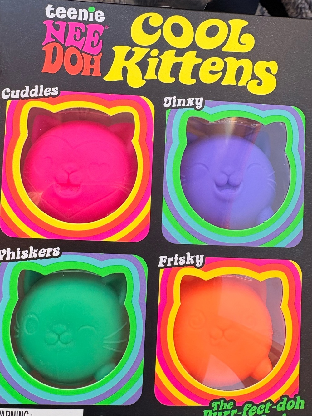 teenie NEE DOH Cool Kittens Squishy Cat Toy Set - Pink, Purple, Green, Orange